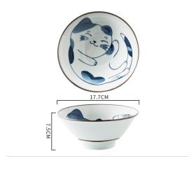 bowCute Cat Ceramic Tableware 7 Inch Ramen Bowl Soup Bowl Fruit Salad  Noodle Bowl